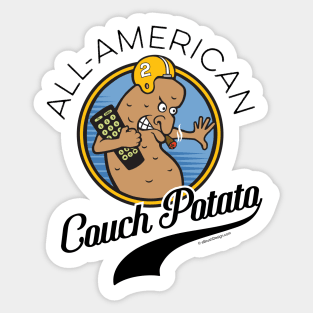 All-American Couch Potato - funny relaxing sports fan Sticker